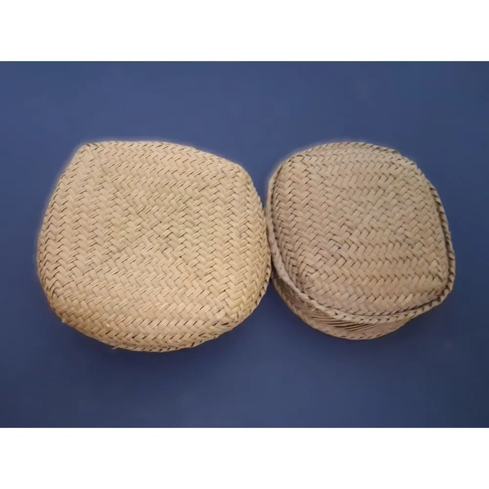 VTG Tarahumara Indian Chihuahua Mexico Pine Needle Woven Trinket Basket w Lid